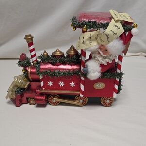 50% Off All Christmas!!  Charming Santa Claus Red Holiday Train Decor